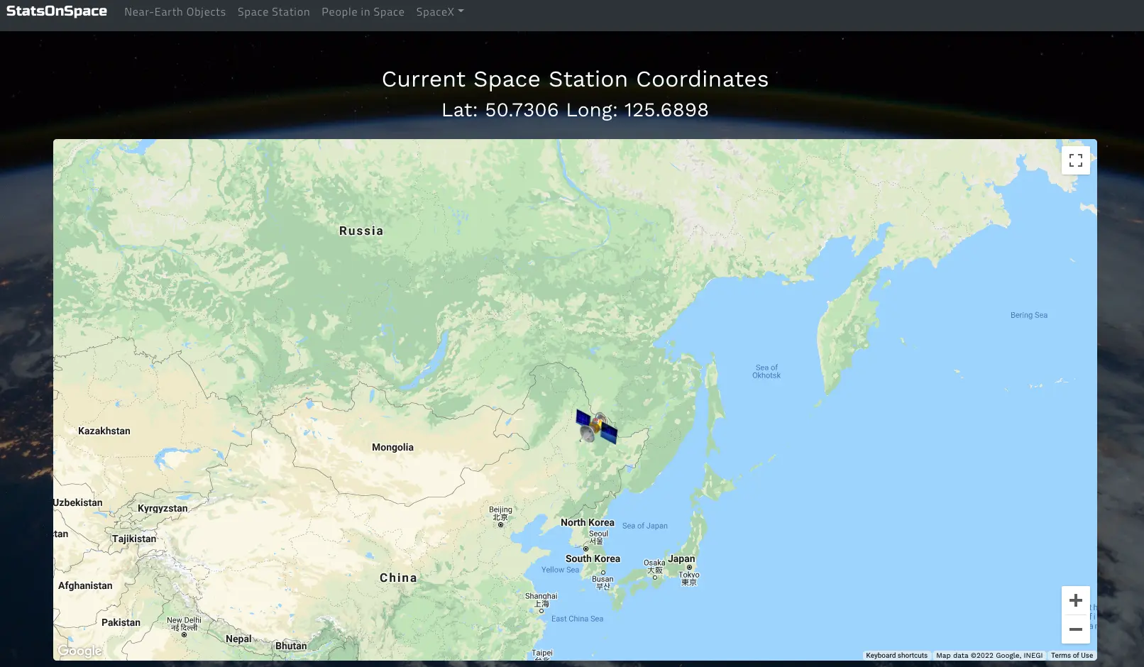 StatsOn.space, a collection of various interesting space data, including tracking near-Earth asteroids and the International Space Station.